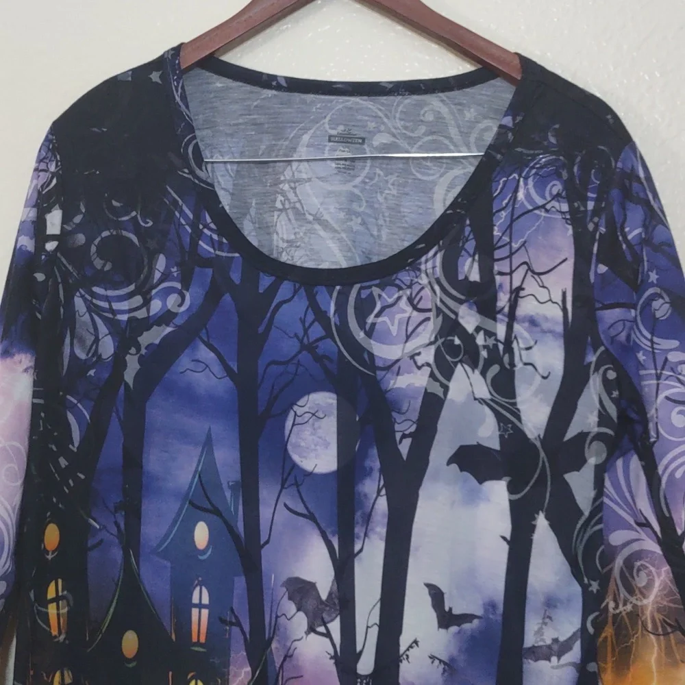 SLIGHTLY USE HALLOWEEN 3/4 SLEEVE SHIRT SIZE L (12/14) LIGHTWEIGHT - Picture 3 of 10